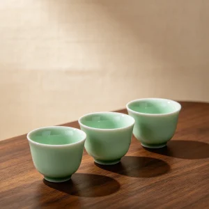 青瓷品茗杯三件组（AI 概念图）